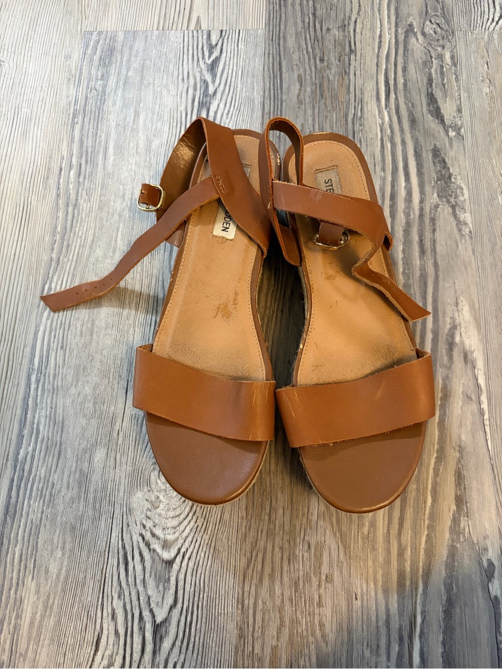 Steve Madden Brown Leather Strap Ankle Sandals